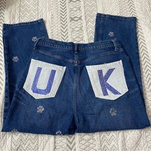 Kentucky Wildcat high rise denim jeans size 12. Festive / game day / UK